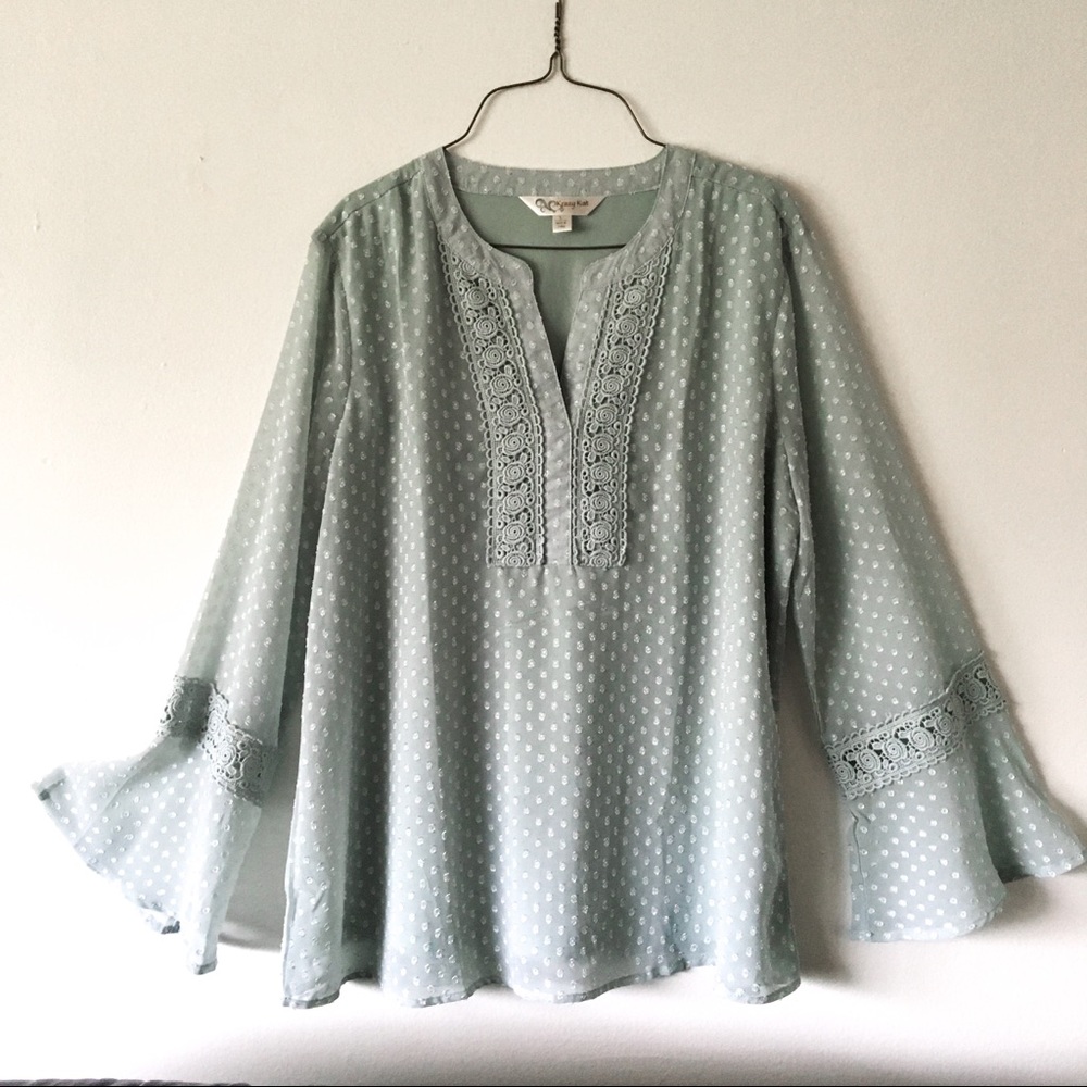 Bell sleeve tunic blouse
